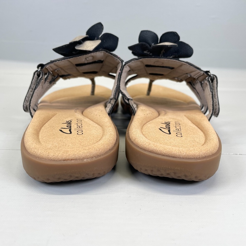 Clarks Elizabelle Mae Sandals Womens Size 9 M Pewter Metallic Shoes Thong Slides - Picture 5 of 10
